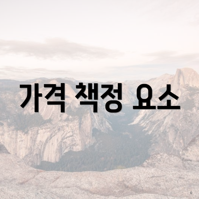 가격 책정 요소