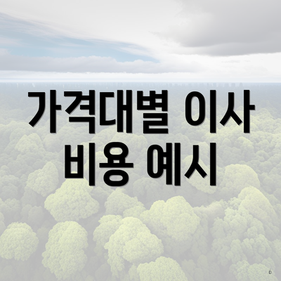 가격대별 이사 비용 예시