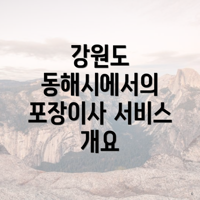 강원도 동해시에서의 포장이사 서비스 개요