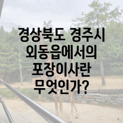 경상북도 경주시 외동읍에서의 포장이사란 무엇인가?