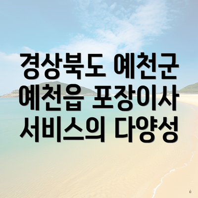경상북도 예천군 예천읍 포장이사 서비스의 다양성