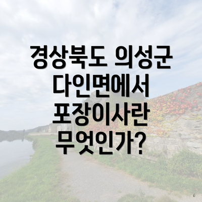 경상북도 의성군 다인면에서 포장이사란 무엇인가?