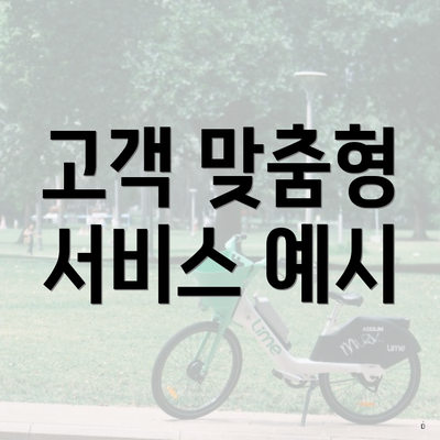 고객 맞춤형 서비스 예시