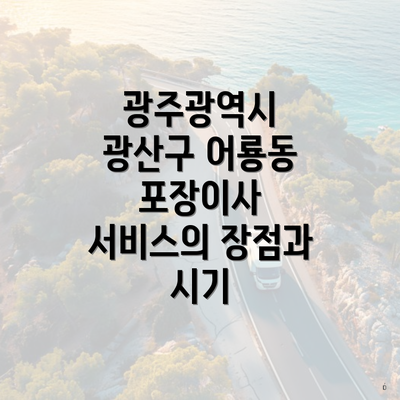 광주광역시 광산구 어룡동 포장이사 서비스의 장점과 시기