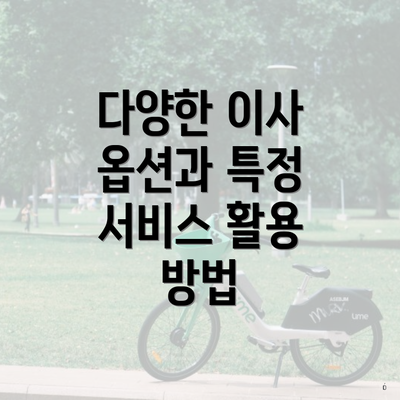 다양한 이사 옵션과 특정 서비스 활용 방법