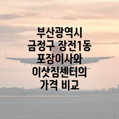 부산광역시 금정구 장전1동 포장이사와 이삿짐센터의 가격 비교