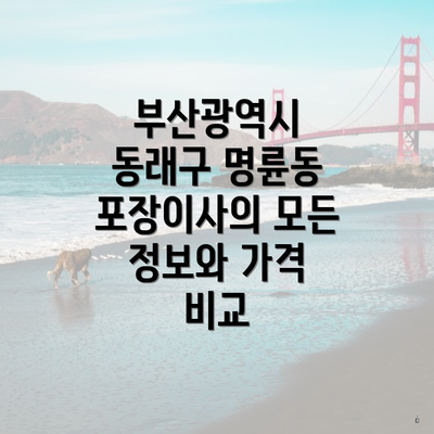 부산광역시 동래구 명륜동 포장이사의 모든 정보와 가격 비교