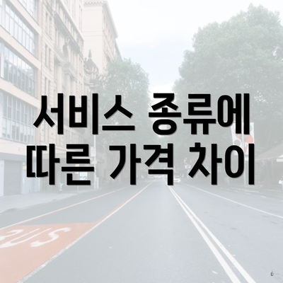 서비스 종류에 따른 가격 차이