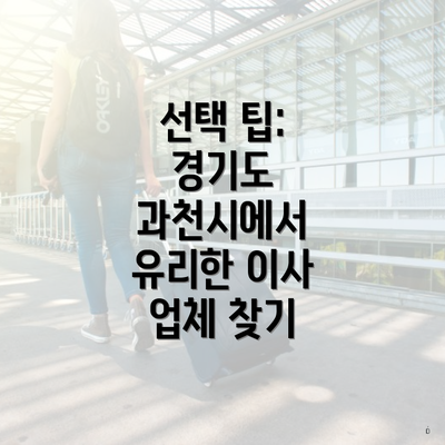 선택 팁: 경기도 과천시에서 유리한 이사 업체 찾기