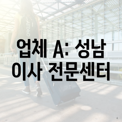 업체 A: 성남 이사 전문센터