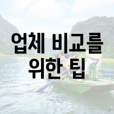 업체 비교를 위한 팁