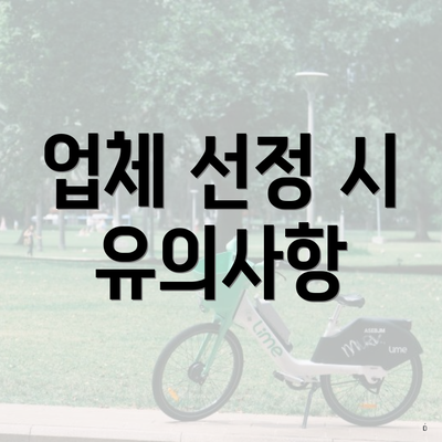 업체 선정 시 유의사항