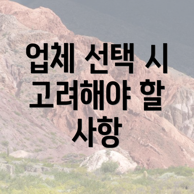 업체 선택 시 고려해야 할 사항