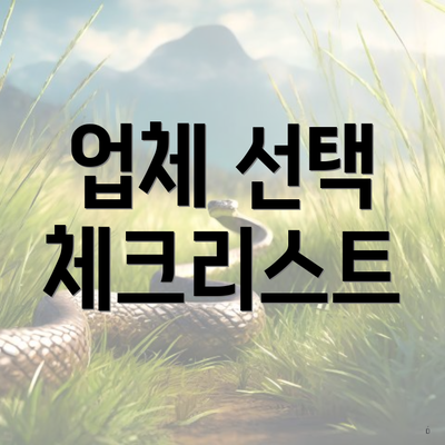 업체 선택 체크리스트