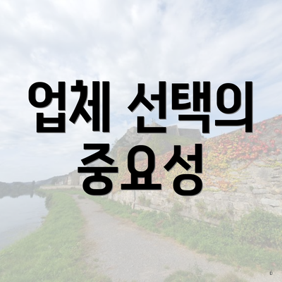 업체 선택의 중요성