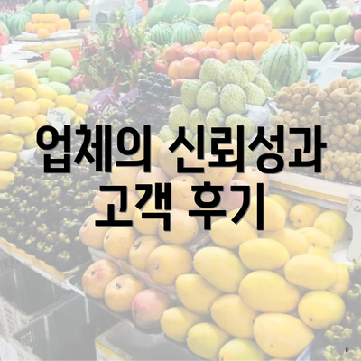 업체의 신뢰성과 고객 후기