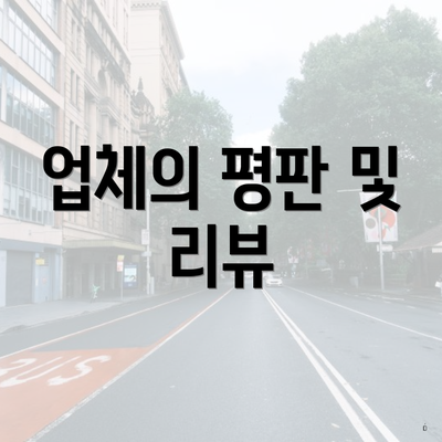 업체의 평판 및 리뷰