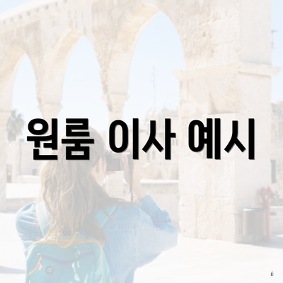 원룸 이사 예시