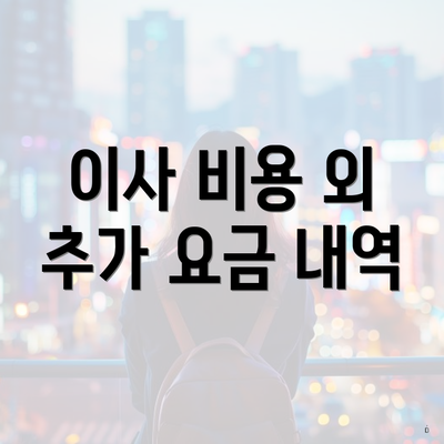이사 비용 외 추가 요금 내역