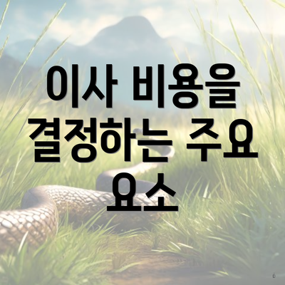 이사 비용을 결정하는 주요 요소