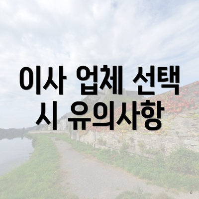 이사 업체 선택 시 유의사항