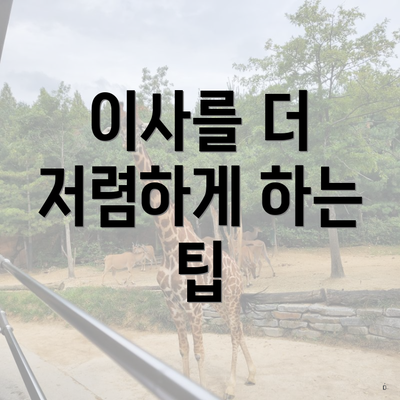 이사를 더 저렴하게 하는 팁
