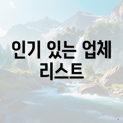 인기 있는 업체 리스트