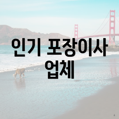 인기 포장이사 업체