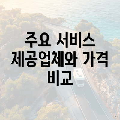 주요 서비스 제공업체와 가격 비교