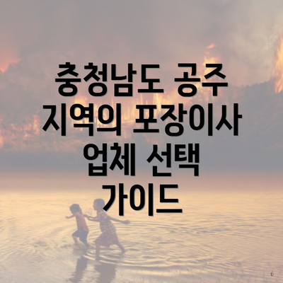 충청남도 공주 지역의 포장이사 업체 선택 가이드