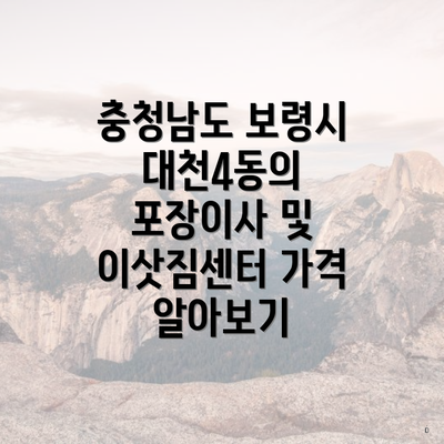 충청남도 보령시 대천4동의 포장이사 및 이삿짐센터 가격 알아보기