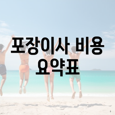 포장이사 비용 요약표