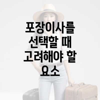 포장이사를 선택할 때 고려해야 할 요소