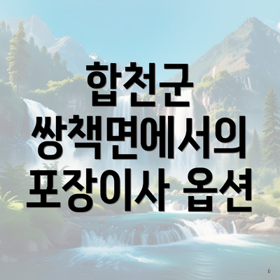 합천군 쌍책면에서의 포장이사 옵션