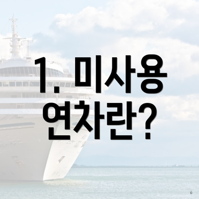 1. 미사용 연차란?