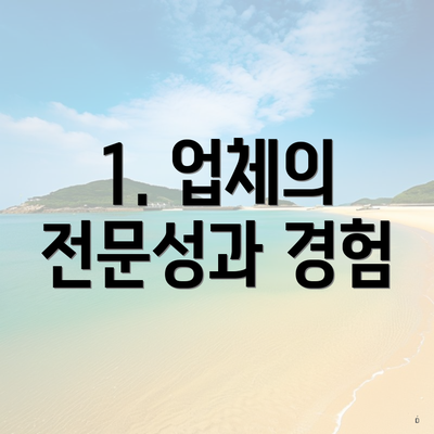 1. 업체의 전문성과 경험