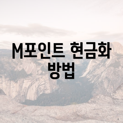 M포인트 현금화 방법