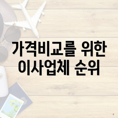 가격비교를 위한 이사업체 순위