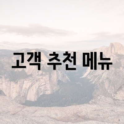 고객 추천 메뉴