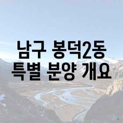 남구 봉덕2동 특별 분양 개요