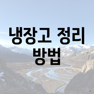 냉장고 정리 방법