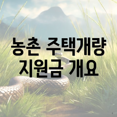 농촌 주택개량 지원금 개요