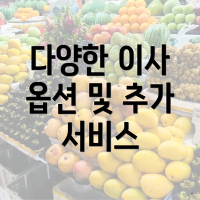 다양한 이사 옵션 및 추가 서비스