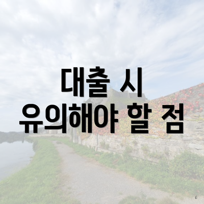 대출 시 유의해야 할 점