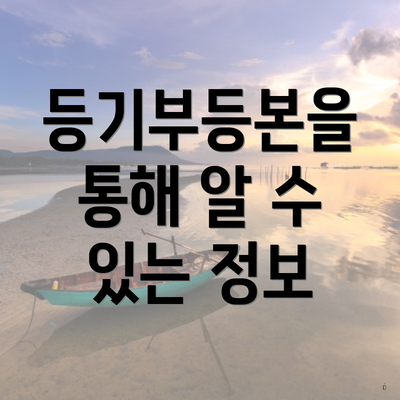 등기부등본을 통해 알 수 있는 정보