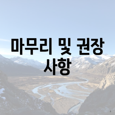 마무리 및 권장 사항