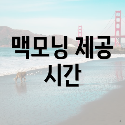 맥모닝 제공 시간