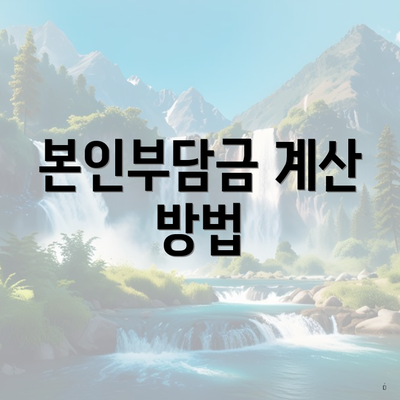 본인부담금 계산 방법