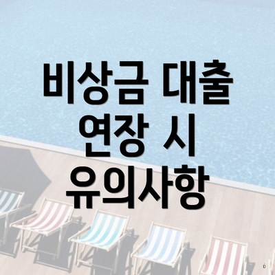 비상금 대출 연장 시 유의사항