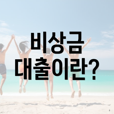 비상금 대출이란?